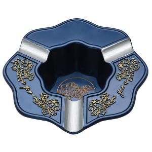 Quality 130*130MM Polished Nickel Plated And Die Casting Blue Color Portable Ashtray Customized With Velvet Bottom wholesale