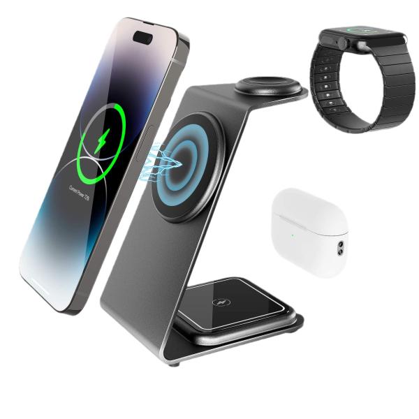 15W 10W 7.5W 5W Qi Standard Metal Wireless Charger with USB C Cable and Aluminum