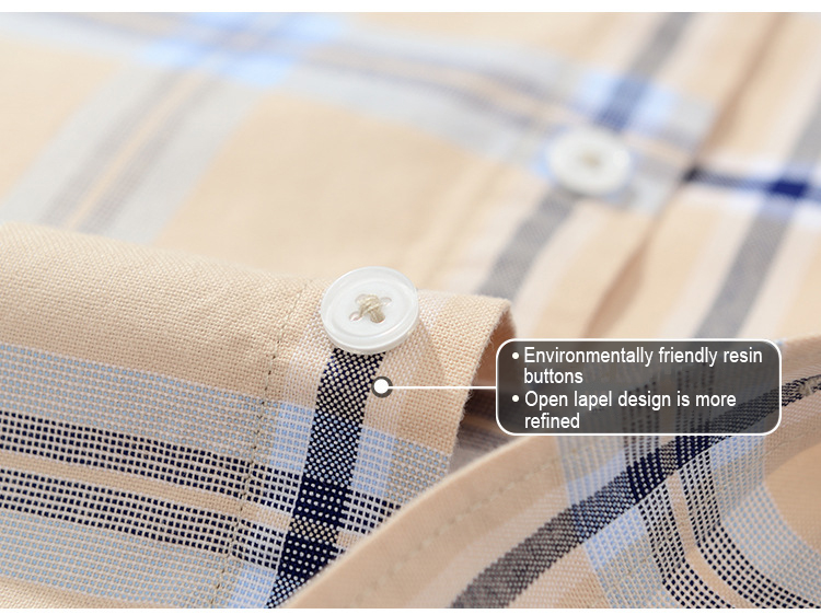Casual Plaid Shirt 100% Cotton Oxford Cotton Anti-Wrinkle Breathable Thin Man Shirts