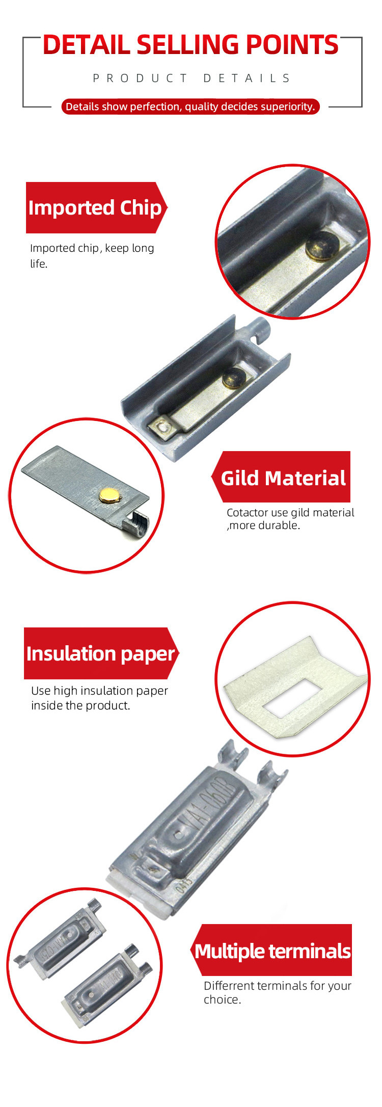 Creep Action Bimetal Thermostat Thermal Switch 120V 5A