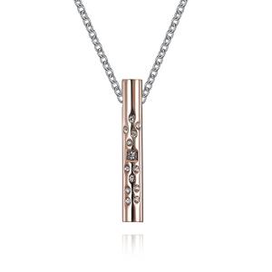 Quality Stainless Steel Link Chain Bar Shape Necklace with Diamond Christian Pendant Rose Gold Plated wholesale