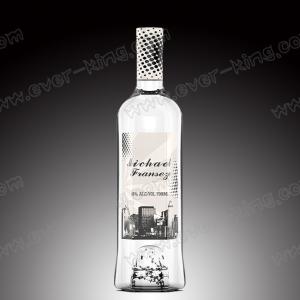 Quality Empty Customized Logo Round Tequila Glass Bottle Frosted 700ml wholesale