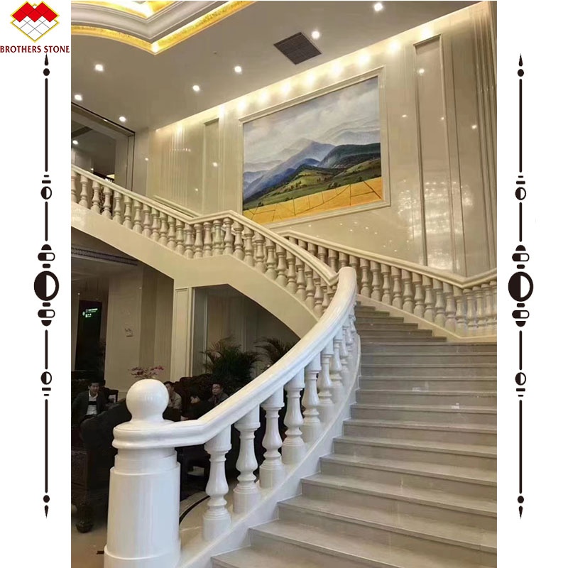 Modern Indoor Customized Marble Waterjet Design Arc Staircase for House Interior