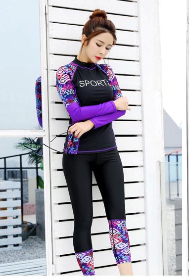 2019 UV Protection Swimming suit for women long sleeve and legs swimwear shorts