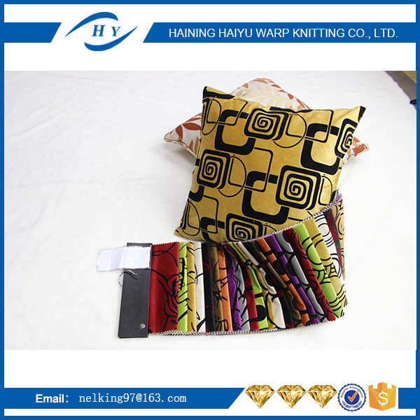 Home decorate geometric upholstery 100 polyester flocked velboa plush fabric with high quality
