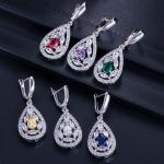 CZ charm pendant necklace dainty jewelry Water Drop Necklace and Earring Sets