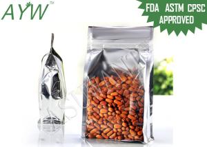 Quality Flat Bottom Gusset Bags For Food , Clear Plastic Bags With Silver Laminated Aluminum Foil wholesale