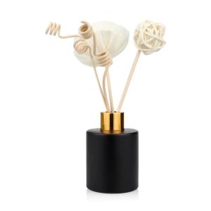 China Round 30ml 50ml Diffuser Glass Bottle Black Reed Diffuser Bottle on sale