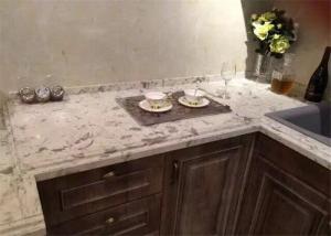 Quality Customized Fancy White Quartz Prefab Stone Countertops For Kitchen Cabinet wholesale