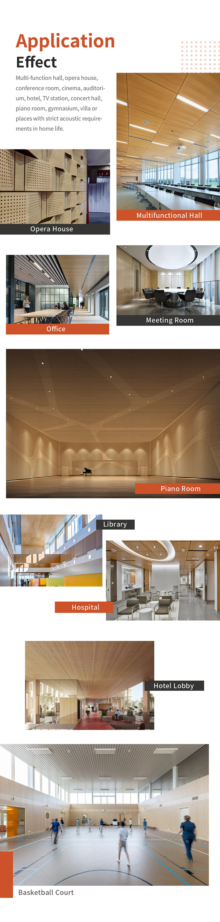 Decorative Natural Veneer Perforated Acoustic Wood Panels with E1 Grade Rating