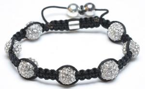 Quality Adjustable Shamballa Bracelet, Clear Crystal Pave Balls wholesale