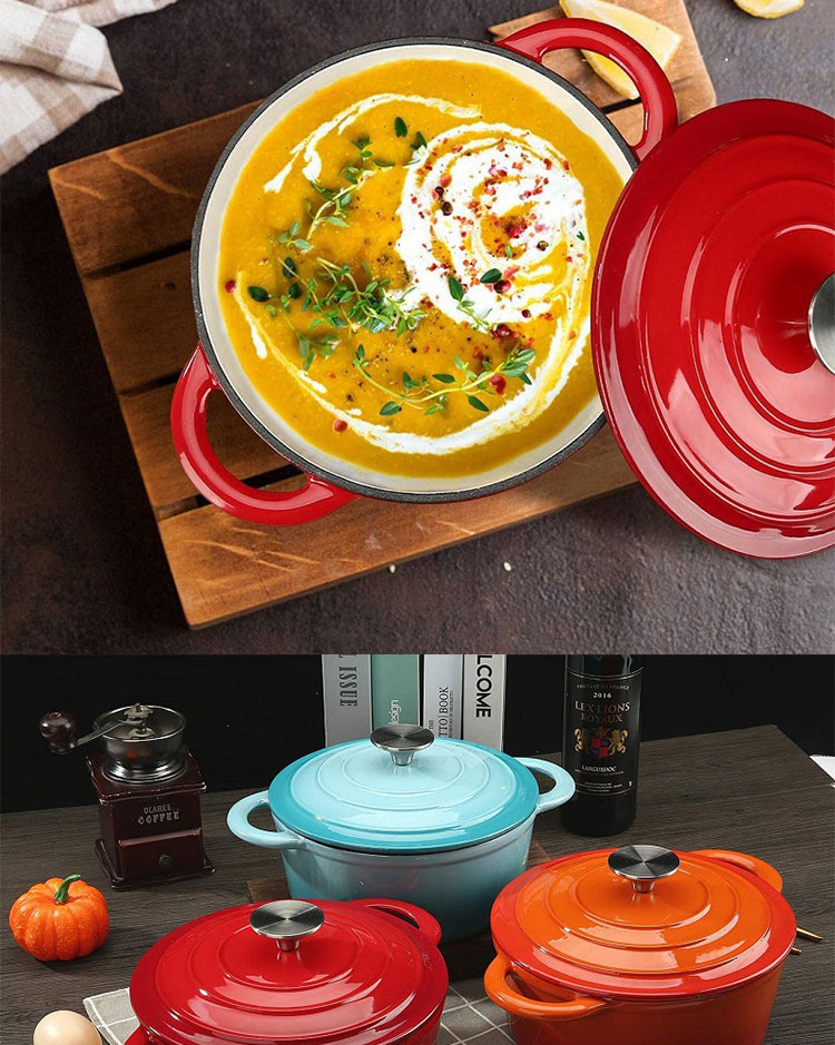Multi Purpose Cookware Round Dutch Oven Enameled Cast Iron Soup Pot Non-stick Cooking Pot