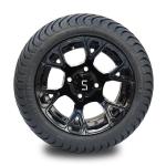 Shu-Ran New Exclusive 12'' Glossy Black Golf Cart Wheel and 215/35-12 DOT Street