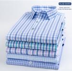 Custom Logo Slim Fit Men's Dress Shirts 100% Cotton Plaid Long Sleeve Shirt for