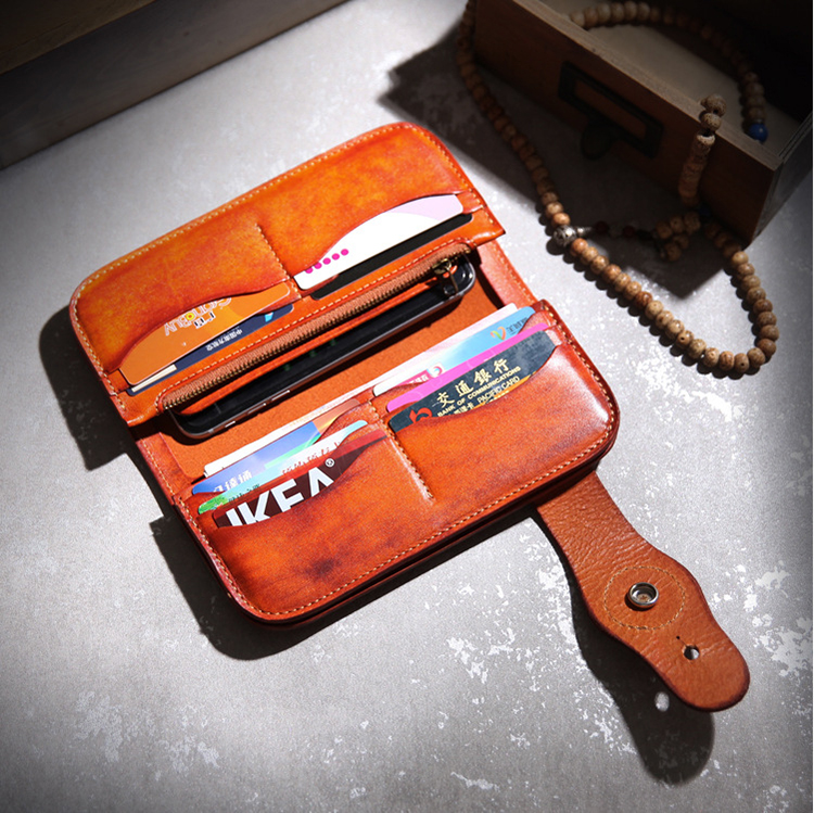 2023 Vintage Handmade Leather Long Wallet Genuine Cowhide Leather Japanese Style For Man
