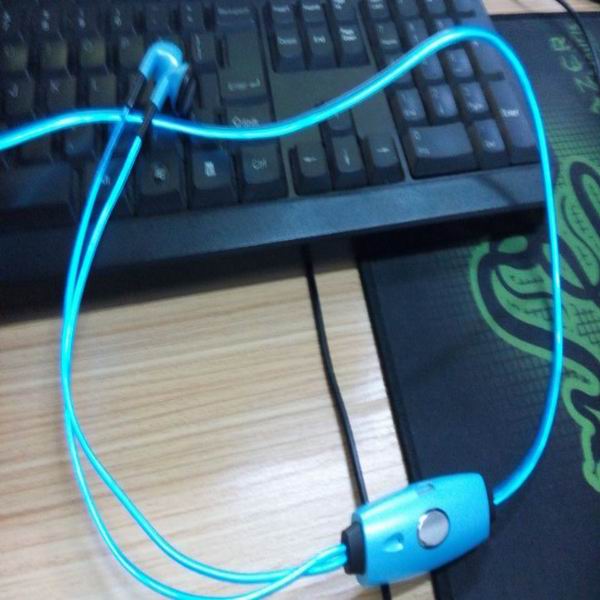 cool colorful el earphone/glow earphone/light up earphone