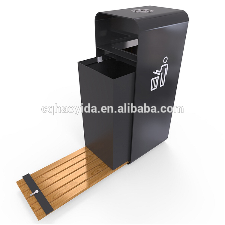 Customized Factory Outlet Outdoor Recycling Bin Garden Park 3 Compartments Wooden Waste Bin Rectangular Shape WPC Trash Bin