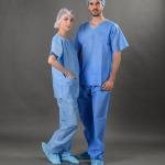 Hospital V Neck Blue Unisex Uniform Disposable Scrub Suit Set Blue Scrub Suit