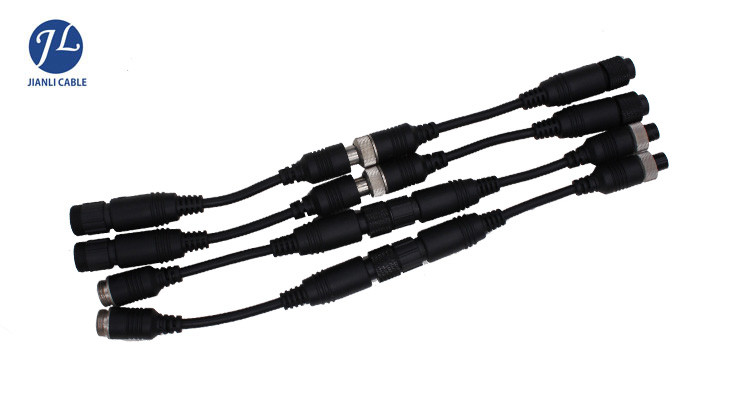 Waterproof Shielded Reverse Camera Cable With 4 Pin Female To 6 Pin Female Plug