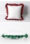 Sublimation Pillow Cover Blanks Heat Transfer Printed Plaid With Ruffled Lace