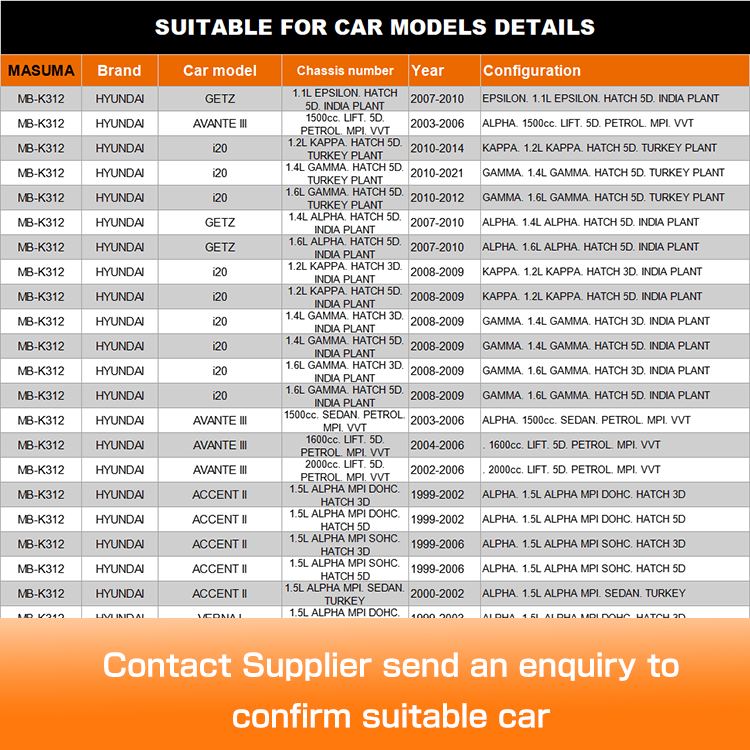 MASUMA NO. MB-K312 Auto Suspension Systems Adjustable Ball Joint for HYUNDAI COUPE I