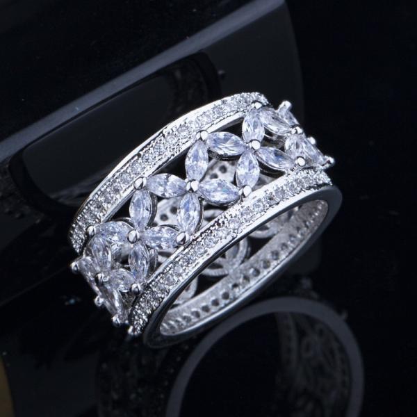 925 Sterling Silver Princess Tiara Crown Sparkling Love Heart CZ Rings for Women