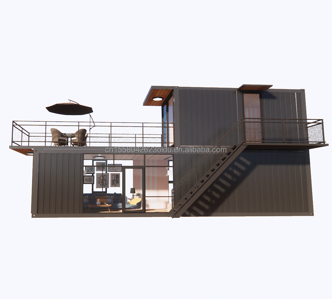 Supermarket Shipping Ready Made Prefab Projects Container Coffee Shop with Log Design