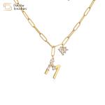 Paperclip Chain 18k Gold Plated Letter Pendant Necklace Diamond Zircon Heart