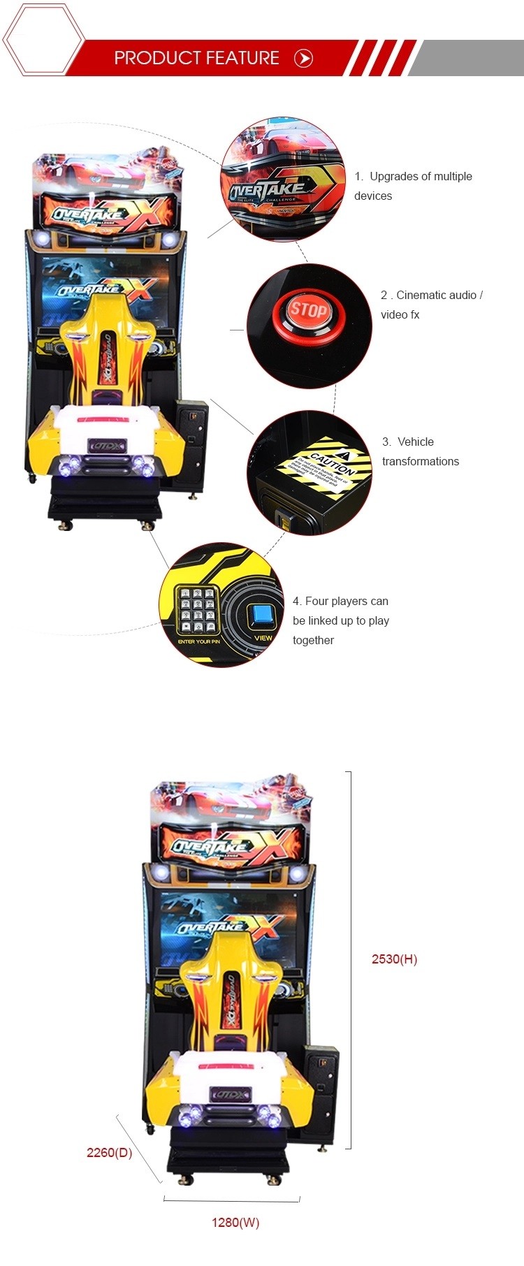 Coin Operated Car Racing Arcade Game Machine, Driving Car Video Games