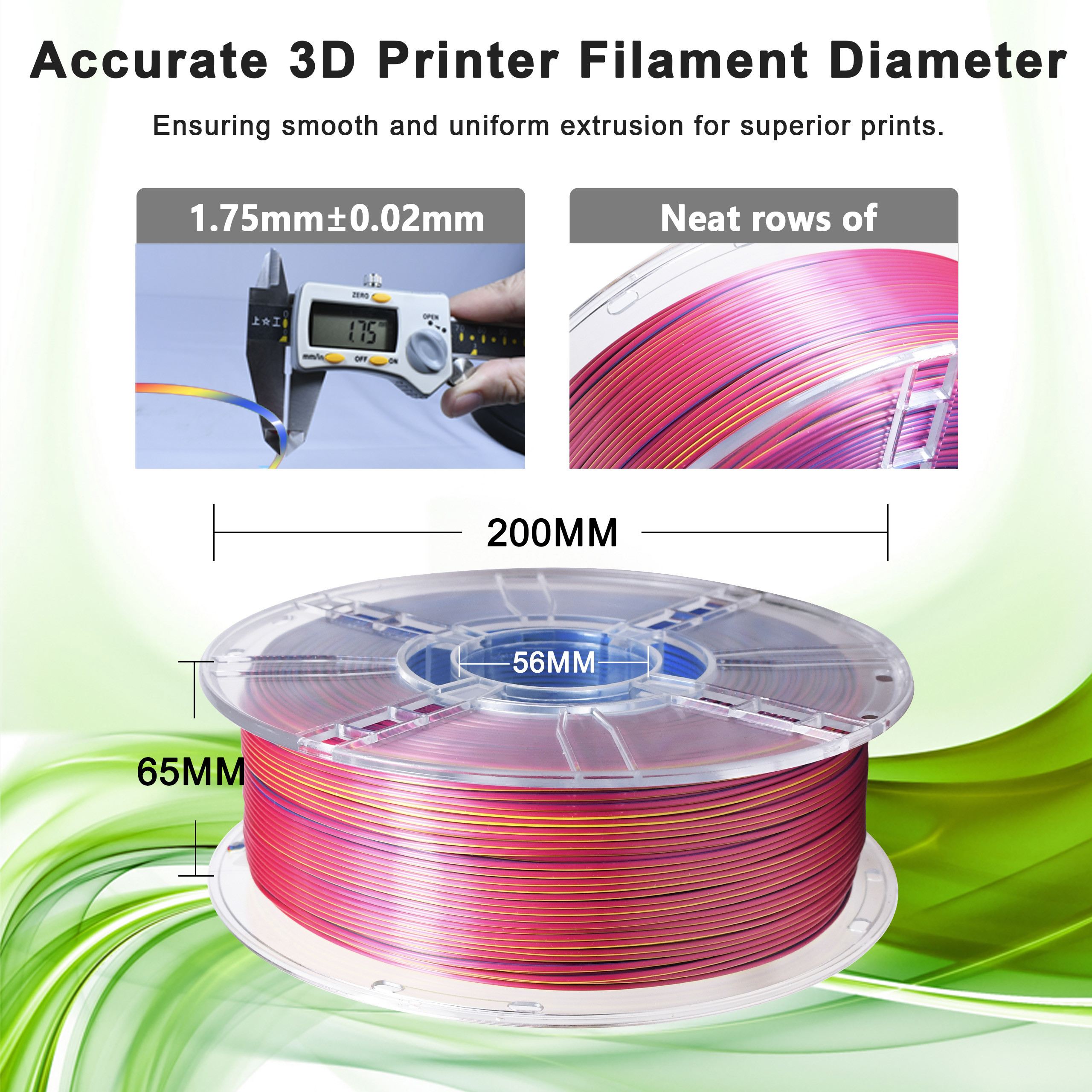3D Printing filament Diameter 1.75mm Silk Tri- Color Red Yellow Blue PLA Filament