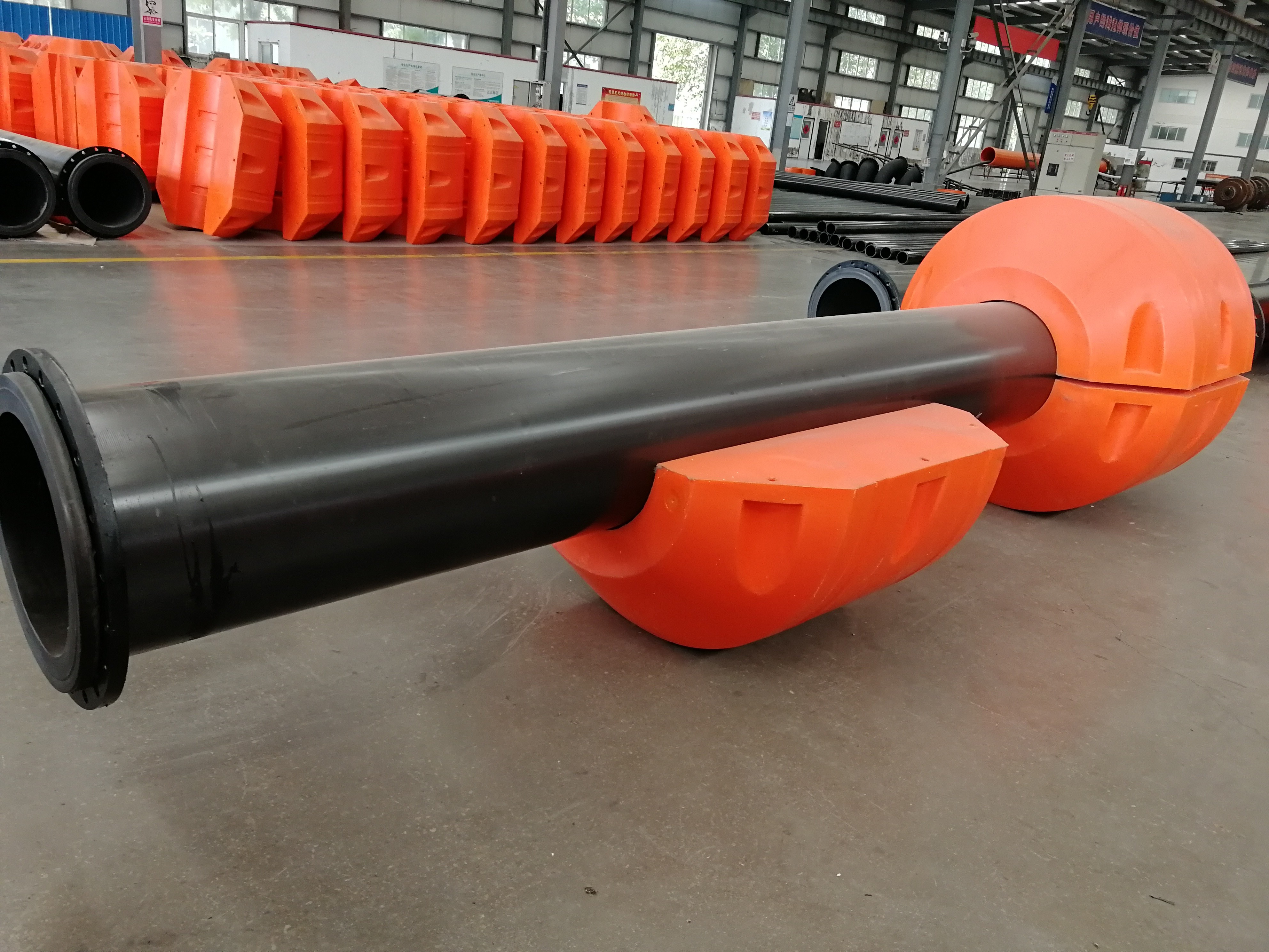 Yellow/Orange Cylinder Shape HDPE Pipe Floater For Customer Needs