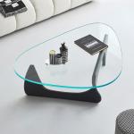 Wooden Legs Glass Modern Coffee Table Eating Table Combination