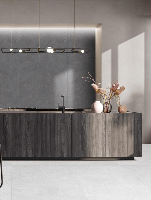 Digital Glaze R9 Cement Look Ceramic Floor Tiles Dark Grey
