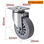 2.5 Swivel Caster Wheels 30kg Plate TPE Rigid Castor Wheel 2625P-53
