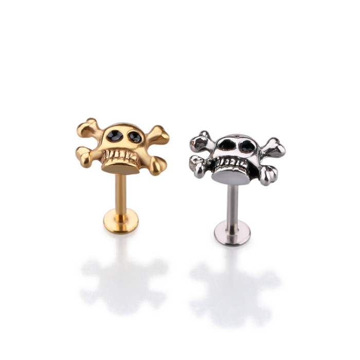 Surgical Steel Unique Lip Studs Cool Skull Free Labret Lip Rings Body Piercing Jewelry