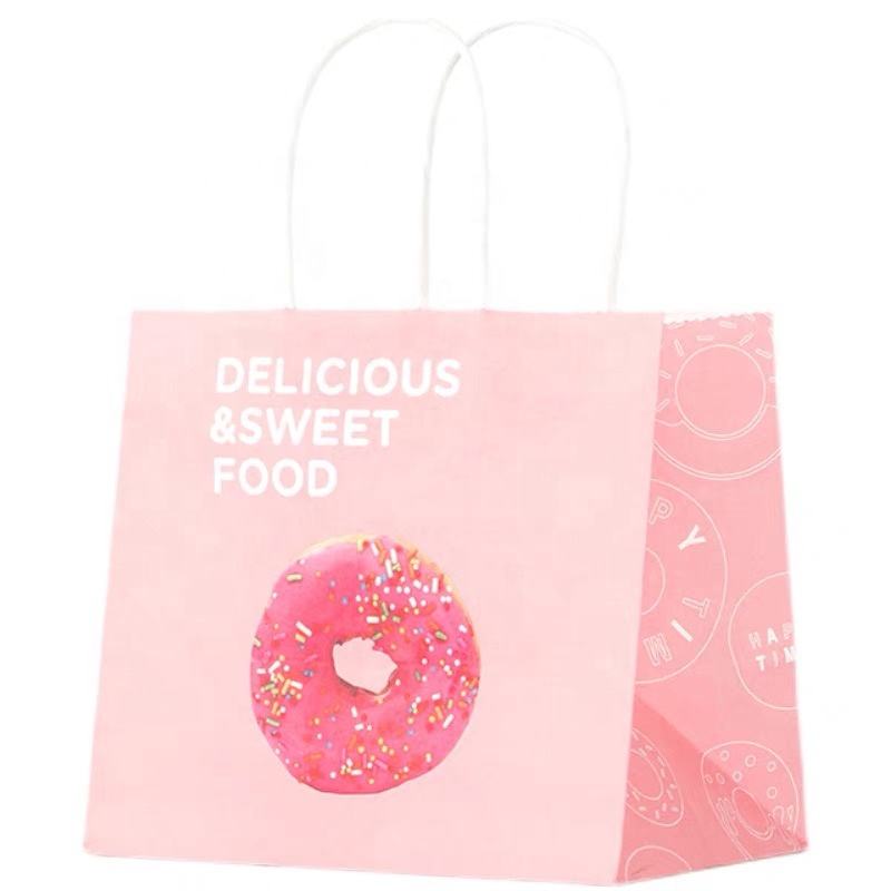 Food Industrial Customized Promotion Offset Printing Paper Kraft Bag with Handles