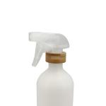 500ml 16 Ounce Matte White Luxury Spray Bottle Square Gun Sprayer With Bamboo