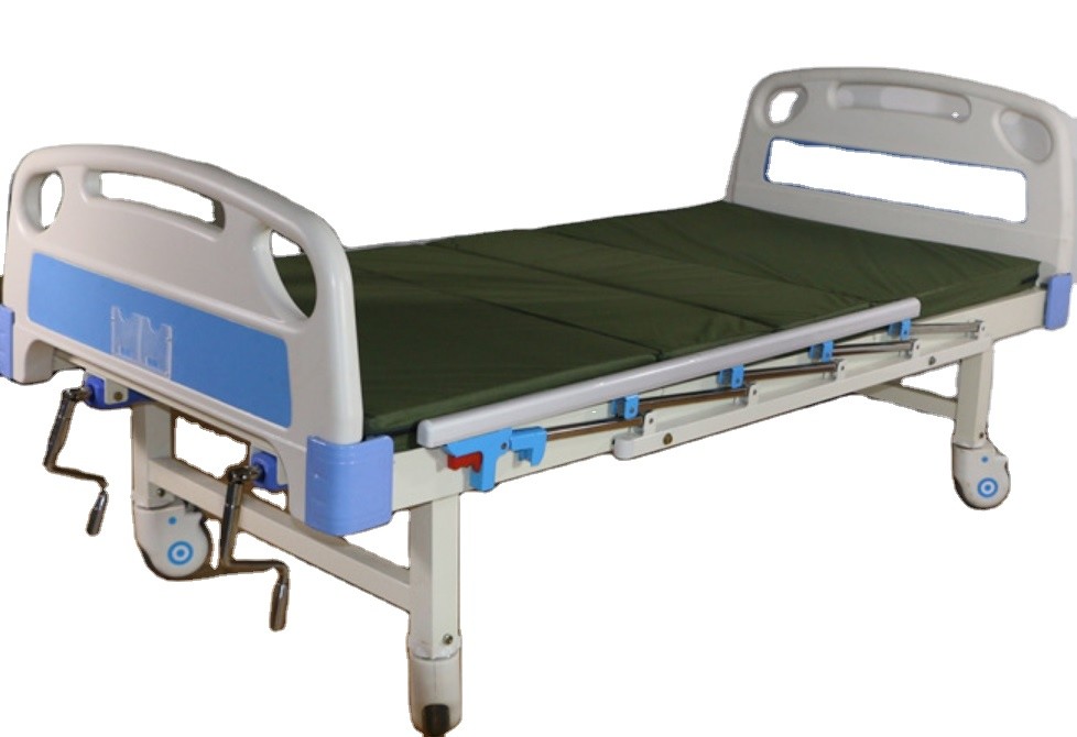 ABS Blue Headboard Two Cranks Manual Nursing Bed Medical Equipment