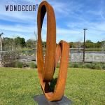 Modern Large Outdoor Abstract Ring Ribbon Weathering Steel Sculpture