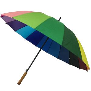Quality 8 Ribbed Waterproof Pongee Rainbow Colour Round Golf Umbrella wholesale