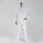 Microporous Disposable Hooded Coveralls Breathable White With Shoe Cover Anti -