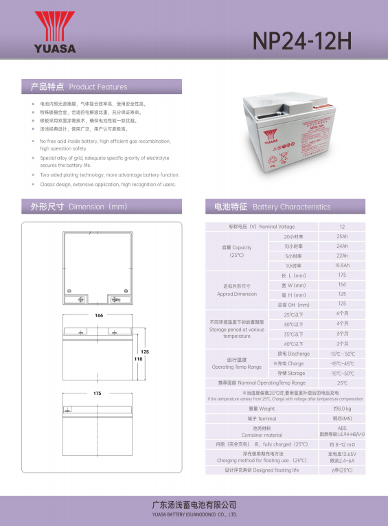 High Power Backup Trade Bank Home Energy Storage Battery YUASA NP24-12H 12v 24ah 38ah 65ah