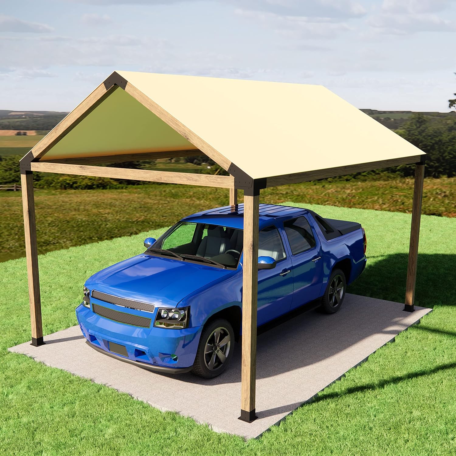 Slanted Roof Pergola DIY Bracket Kit for Iron Wood Beams and Durable Steel Support