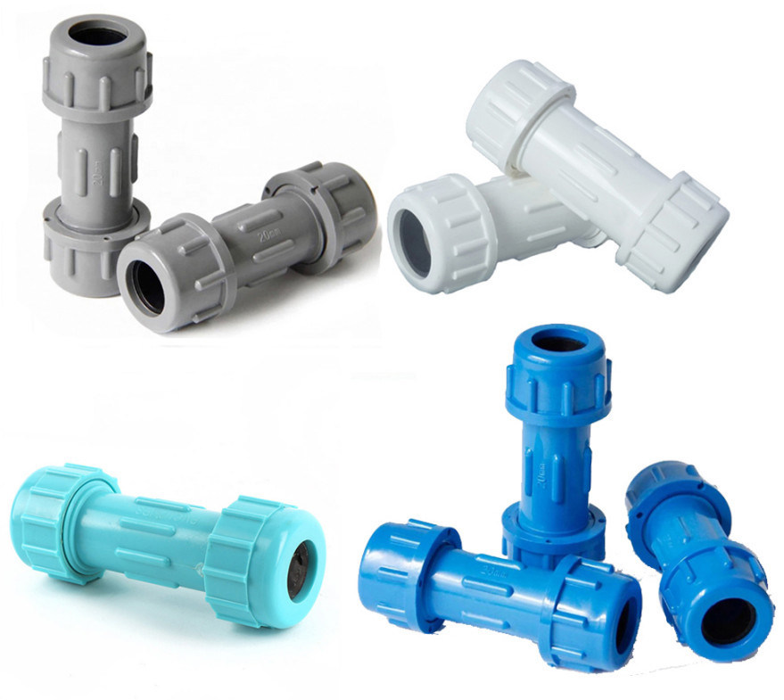 Chinese Supplier White Grey Brong PVC Plastic Compression Fitting Pipe Quick Connection Coupling