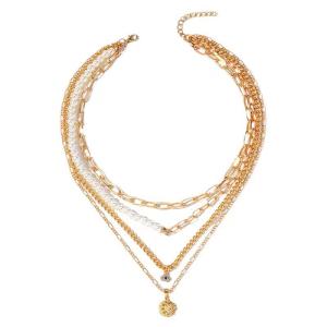 Quality Multi Layered Ladies Fancy Necklace Durable Multiscene Gold Color wholesale