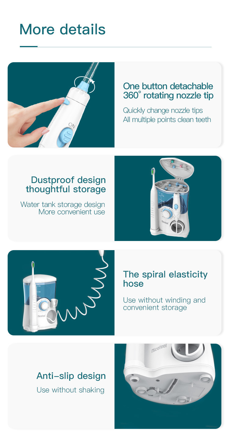 Combo Electric Toothbrush IPX4 Countertop Water Flosser Teeth Whitening 600ml
