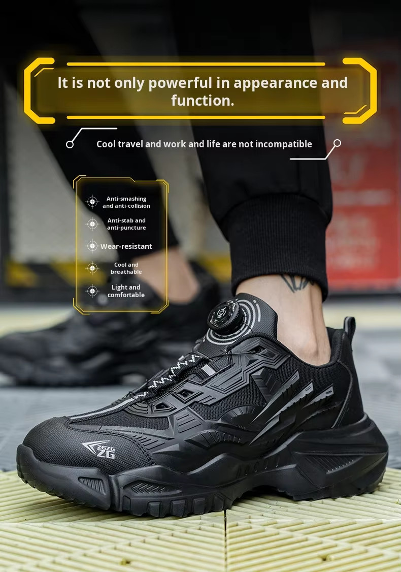 BOA Rotating Button Work Shoes Kevlar Midsole TPU Flying Knit For Enhanced Safety