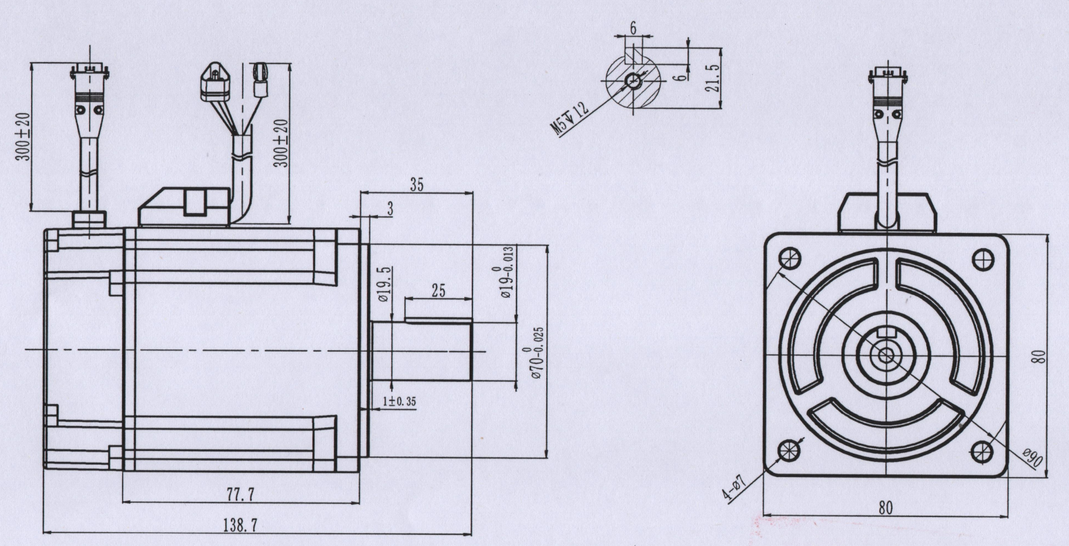 3000Rpm 48V Servo Motor 750 Watt 2.39N.M Three Phase Servo Motor