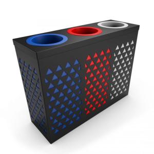 Quality Three Compartments 350mm Width 35L Steel Outdoor Trash Can wholesale