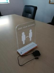 Quality DC12V Six Color Transparent Acrylic LED Sign With Wooden Base wholesale